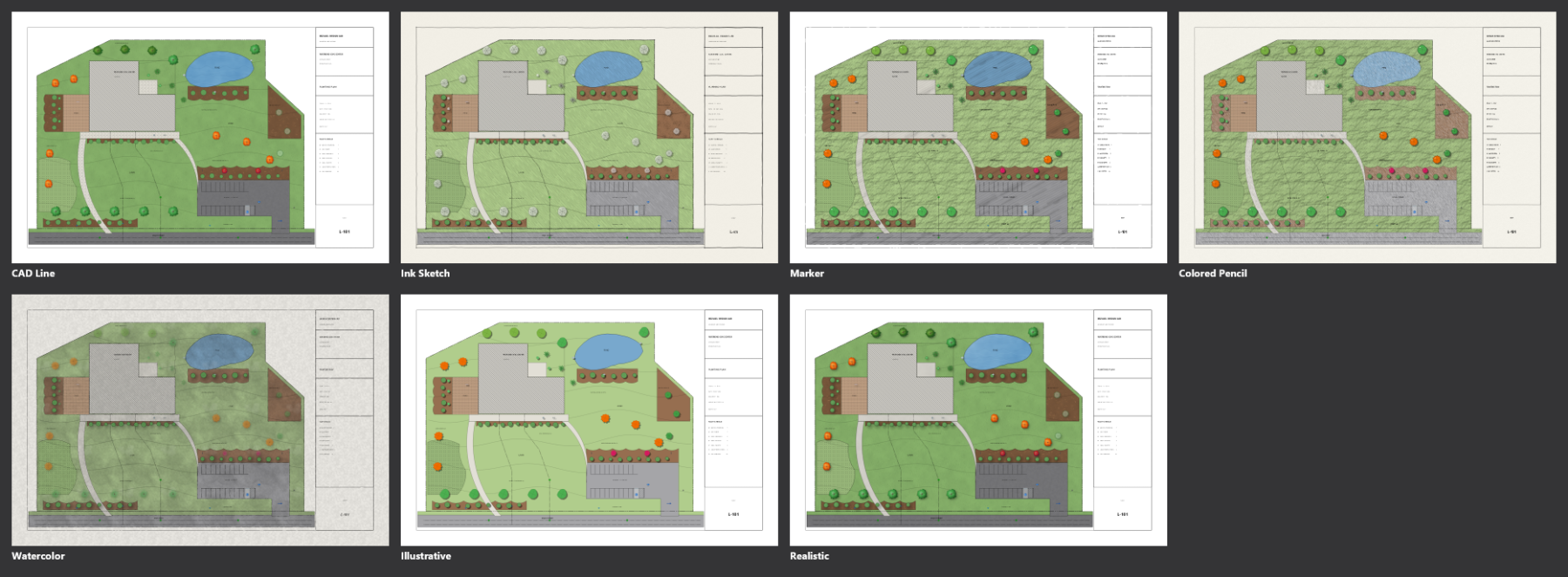 The labeled contact sheet the Style Gallery produces, one tile per look
