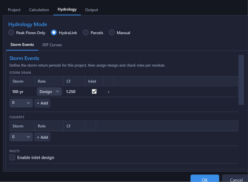 Project Settings showing HydraLink mode with file path and plan selection